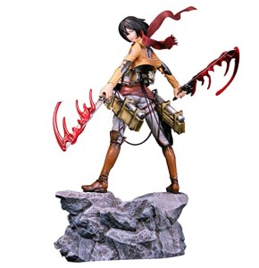 REOZIGN Attaque sur Titan Figurines, Mikasa Ackerman Figure Statue Battle Scene Version 32cm / 12.6inch Attaque sur Titan Mikasa Figure Statues PVC...