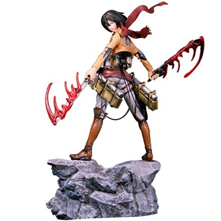 REOZIGN Attaque sur Titan Figurines, Mikasa Ackerman Figure Statue Battle Scene Version 32cm / 12.6inch Attaque sur Titan Mikasa Figure Statues PVC...