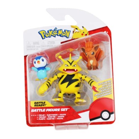 Lot de 3 Figurines de Combat Pokémon: Piplup, Vulpix, Electabuzz