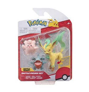 Pokémon PKW2806 Battle Figure Set – Piepi, Kaumalat, Folipurba – Lot de figurines officielles Multicolore