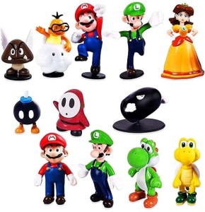 Shengruili Lot de 12 figurines Super Mario pour décoration de gâteau, décoration de gâteau Super Mario, décoration de gâteau d'anniversaire d...