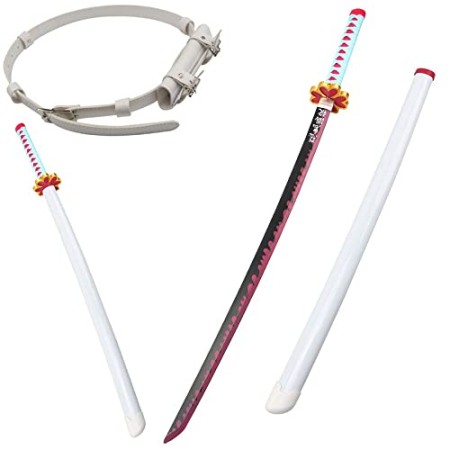 ZTKECO Kanroji Mitsuri Katanas, Jouets Décoratifs D'épée De Ninja D'anime, 75cm/100cm épée De Samouraï en Bois avec Ceinture, Halloween Party...