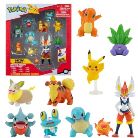 Pokemon Figurine Jouet 10-Pack Figurine 5-11 cm – Cinderace Pikachu Charmander Squirtle Oddish Gible Bulbasaur Yamper Froakie & Growlithe - N...