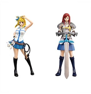 Jilijia Figurine Fairy Tail Lucy Heartfilia/Erza Scarlet PVC Action Figure Statue Décorations Personnages Figurines Anime Collection Modèle Jouet...
