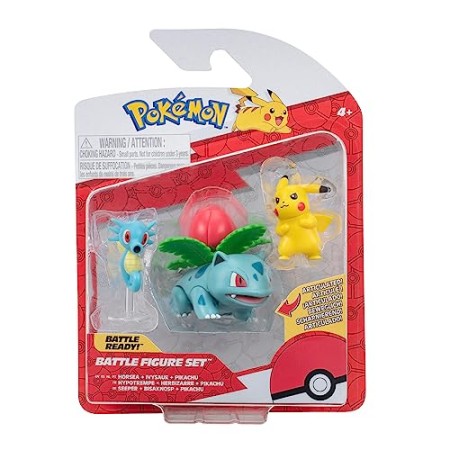 Pokémon PKW3049 – Figurine de bataille – Pikachu, Seeper, Bisaknosp – Lot de figurines officielles