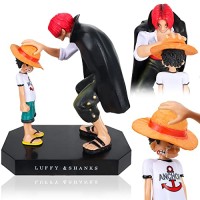 JunMallko Figurine Luffy et Shanks, Figurine One Piece Anime, 18cm Luffy Figurine Anime Quatre Empereurs Shanks Collection pour Les Fans d'Anime Ve...