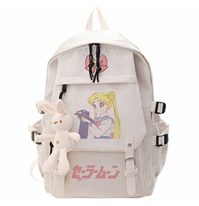 sdfsdfsd Sac à dos Anime Sailor Moon en nylon blanc, style urbain, grande capacité, Blanc 5, taille unique