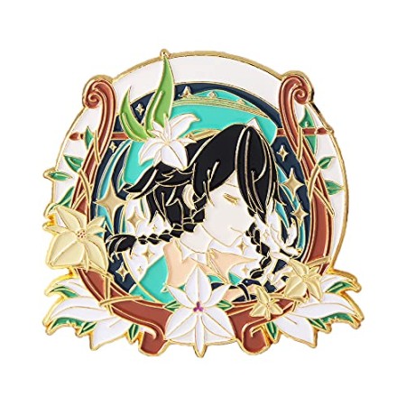 TopLucky Broche Genshin Impact Venti - Broche en émail - Cadeau pour les fans - Homme Femme Fille Garçon - Vert, Fer