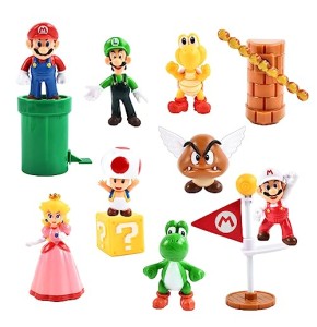 12 Pièces mini figurine super bros, décoration gateau pour fête d'anniversaire enfants