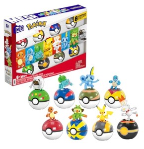 Mega Pokémon Coffret Construction Dresseur Débutant, Avec 8 Figurines Articulées Dont Pikachu, 8 Poké Ball, 191 Pièces, Jouet Enfant, A Partir...