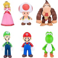 Bros Figurines, 6 Pièces Mini Figurines Décorations de Gâteaux, Mini Figurine Gâteau Topper, Cartoon Bros Gâteau Décoration Figurine, Figurin...