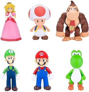 Bros Figurines, 6 Pièces Mini Figurines Décorations de Gâteaux, Mini Figurine Gâteau Topper, Cartoon Bros Gâteau Décoration Figurine, Figurin...