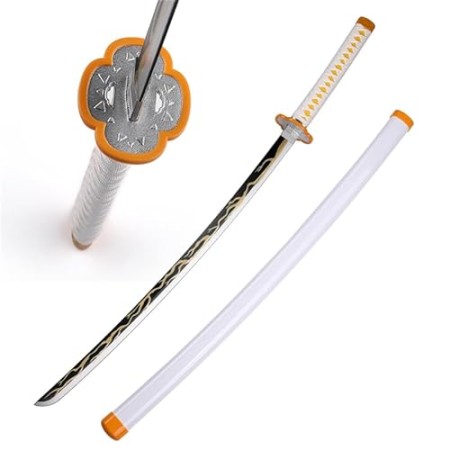 Mustachi Katana Japonais en Bois de Nichirin Zenitsu Agatsuma replique Cosplay Epee de samourai Anime Sabre en Bois Mustachi Katana Japonais en Bois de Nichirin Zenitsu Agatsuma replique Cosplay Epee de samourai Anime Sabre en Bois