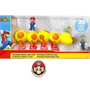 SUPER MARIO - Wiggler Mario et Luigi avec autocollant bonus
