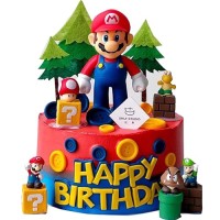Figurines Super Mario pour Gâteau, Décoration d'Anniversaire Super Mario Mini Figurines Décoration De Gâteau Anniversaires D'Enfants Fourniture...