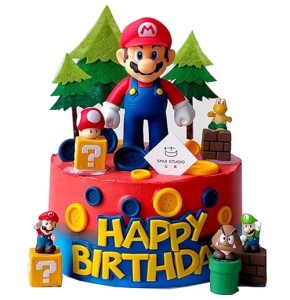 Figurines Super Mario pour Gâteau, Décoration d'Anniversaire Super Mario Mini Figurines Décoration De Gâteau Anniversaires D'Enfants Fourniture...