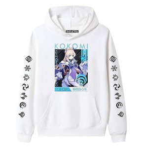 xhomeshop Harajuku Anime Jeu Genshin Impact Sweat à Capuche Sangonomiya Kokomi Sweat à Manches Longues Genshin Impact T-Shirt à Manches Courtes