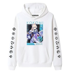 xhomeshop Harajuku Anime Jeu Genshin Impact Sweat à Capuche Sangonomiya Kokomi Sweat à Manches Longues Genshin Impact T-Shirt à Manches Courtes