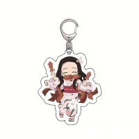 Porte-clés Kamado Nezuko Cosplay Demon Slayer pour Unisexe Anime Ornement de Acrylique Fantaisie Cadeau