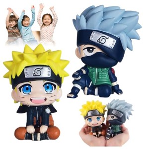 YISKY Naruto Figure Jouets, 2 Pièces Figurine Pop Naruto, Figurine Naruto Décorations, Naruto Mini Figurine, décoration gâteau Naruto, Jouets A...