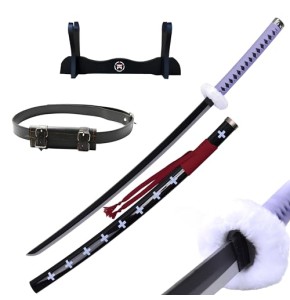 Hashiman - Katana One Piece - Trafalgar Law - Réplique Manga Sabre + Support d'Epée Bois + Ceinture