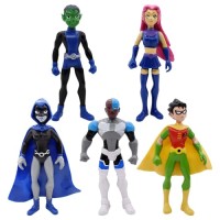 LKNBIF 6 Pièces Figurines Teen Titans, Teen Titans Décoration de Gâteau, Teen Titans Figurines de Gâteau Topper Ornements Teen Titans Go Jouets...