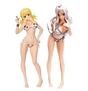 Lzrong Lot de 2 figurines Fairy Tail Mirajane Strauss et Lucy Heartfilia - Modèle debout dans un maillot de bain Fairy Tail Merch - Cadeau pour le...