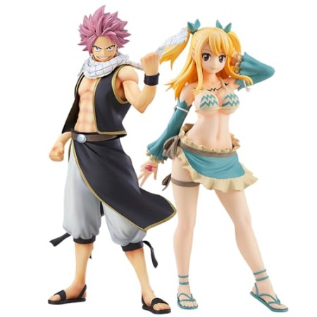 Jilijia Figurine Anime Fairy Tail Natsu Dragneel & Lucy Heartfilia en PVC Figurine de dessin animé Figurine de personnage Modèle de décorati...