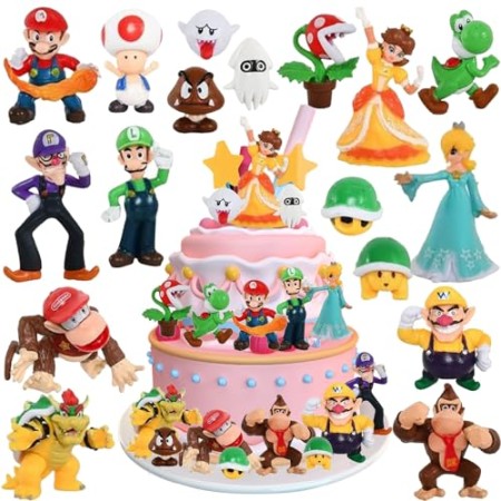 Décoration de Gâteau Super Mario, 18 Pièces Mario Cake Toppers, Décoration de Gâteau Mario, Super Mario Figurines, Mini Figurines Décoration ...
