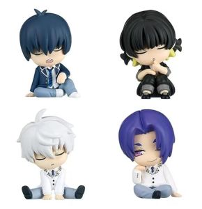 Blue Lock Lot de 4 figurines animées Bachira Meguru Look Up Seishiro Nagi Décoration de gâteau faite à la main 5 cm
