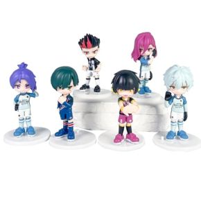 Zhongkaihua Lot de 6 figurines d'anime Blue Lock - Nagi/Bachira/Reo/Rin/Bachira - Mini figurine d'action bleue - Décoration de gâteau - Cadeaux -...